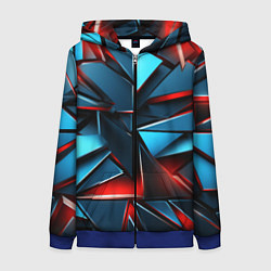 Толстовка на молнии женская Геометрические осколки, цвет: 3D-синий