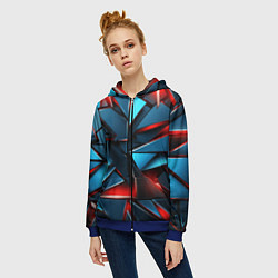 Толстовка на молнии женская Геометрические осколки, цвет: 3D-синий — фото 2