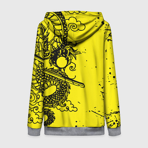 Женская толстовка на молнии Syberpunk dragon tatoo / 3D-Меланж – фото 2