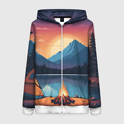 Женская толстовка на молнии В лесу с палаткой