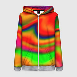 Толстовка на молнии женская Неоновые разводы краски, цвет: 3D-меланж