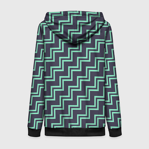 Женская толстовка на молнии Мятные зигзаги / 3D-Черный – фото 2