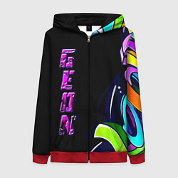 Толстовка на молнии женская Geon Enduro graffitti, цвет: 3D-красный