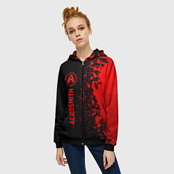 Толстовка на молнии женская Aerosmith - red gradient по-вертикали, цвет: 3D-черный — фото 2
