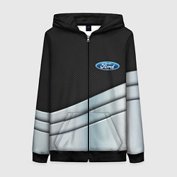 Толстовка на молнии женская FORD metal texture, цвет: 3D-черный