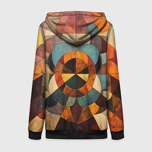 Женская толстовка на молнии Винтажная мозайка / 3D-Черный – фото 2