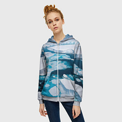 Толстовка на молнии женская Арктический лед, цвет: 3D-меланж — фото 2