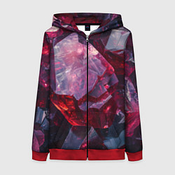 Толстовка на молнии женская Драгоценный минерал, цвет: 3D-красный