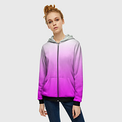 Толстовка на молнии женская Gradient color pink, цвет: 3D-черный — фото 2