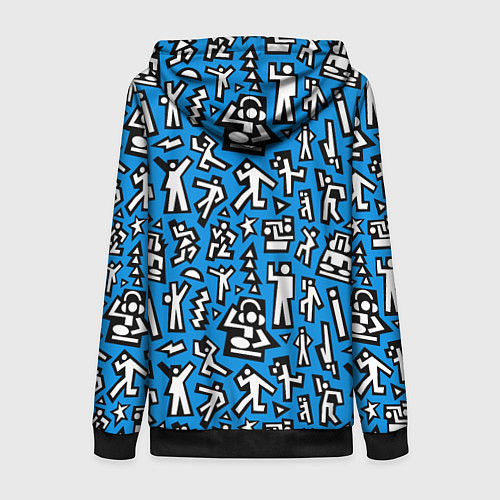 Женская толстовка на молнии Человечки паттерн / 3D-Черный – фото 2