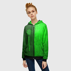 Толстовка на молнии женская Volkswagen - green gradient по-вертикали, цвет: 3D-черный — фото 2