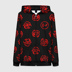 Женская толстовка на молнии Twenty one pilots rose pattern