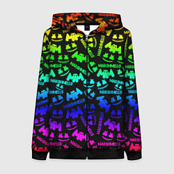 Толстовка на молнии женская Marshmello neon steel pattern, цвет: 3D-черный