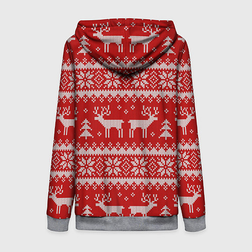 Женская толстовка на молнии Вязаный зимний узор с оленями / 3D-Меланж – фото 2
