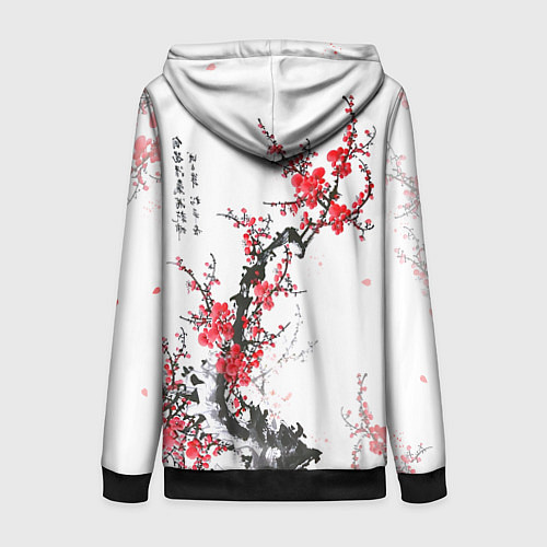 Женская толстовка на молнии Китайская слива / 3D-Черный – фото 2