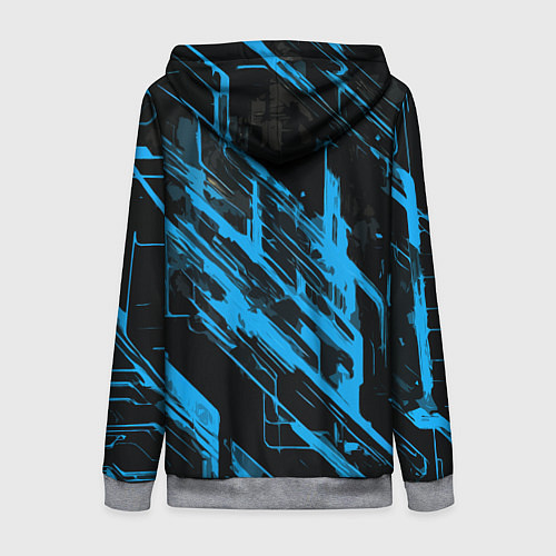 Женская толстовка на молнии Blue stripes on a black background / 3D-Меланж – фото 2