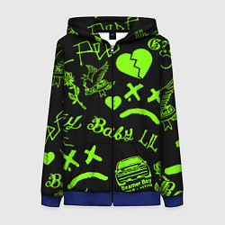 Толстовка на молнии женская Lil Peep кислота, цвет: 3D-синий