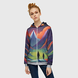 Толстовка на молнии женская Фантастический красочный пейзаж, цвет: 3D-меланж — фото 2