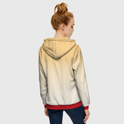 Женская толстовка на молнии Градиент желтый с цветами / 3D-Красный – фото 4