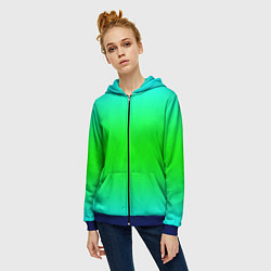 Толстовка на молнии женская Кислотный градиент текстура, цвет: 3D-синий — фото 2