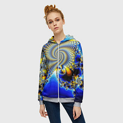 Толстовка на молнии женская Фрактальный психоделики узор, цвет: 3D-меланж — фото 2