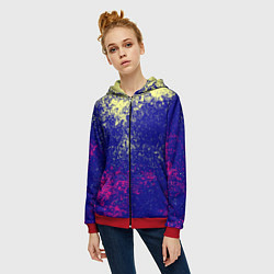 Толстовка на молнии женская Брызги красок фильтр, цвет: 3D-красный — фото 2