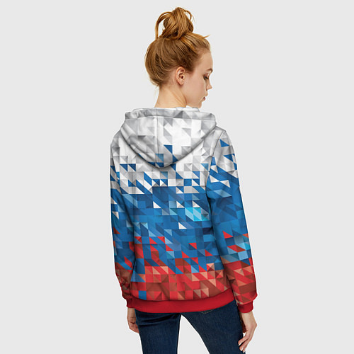 Женская толстовка на молнии Пиксельный флаг / 3D-Красный – фото 4
