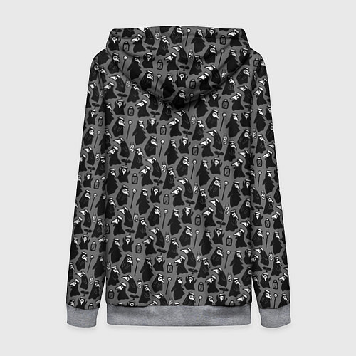 Женская толстовка на молнии Чумной доктор - паттерн / 3D-Меланж – фото 2