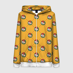 Толстовка на молнии женская Рик и Морти Новый год паттерн, цвет: 3D-белый