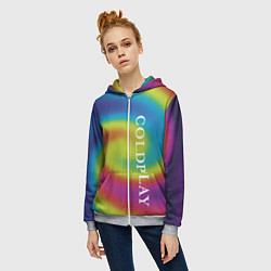 Толстовка на молнии женская Coldplay moon music album, цвет: 3D-меланж — фото 2