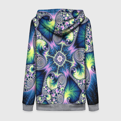 Женская толстовка на молнии Оптический фрактал абстрактные узоры / 3D-Меланж – фото 2