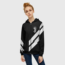 Толстовка на молнии женская Juventus line white, цвет: 3D-черный — фото 2