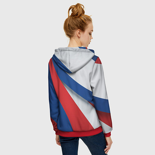 Женская толстовка на молнии Цвета флага России и герб / 3D-Красный – фото 4