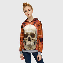 Толстовка на молнии женская Смеющийся череп паттерн, цвет: 3D-меланж — фото 2