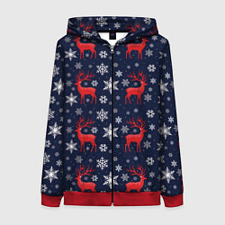 Женская толстовка на молнии Олени новогодние