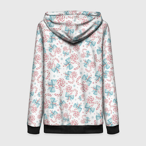 Женская толстовка на молнии Новогодние леденцы / 3D-Черный – фото 2