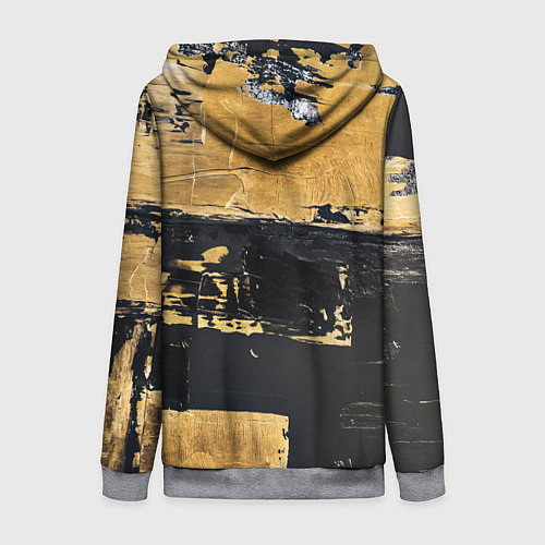 Женская толстовка на молнии Абстракция черная и коричневая краска / 3D-Меланж – фото 2