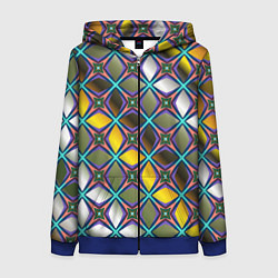 Толстовка на молнии женская Марокканская вязь, цвет: 3D-синий