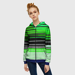 Толстовка на молнии женская Разноцветные вертикальные линии, цвет: 3D-синий — фото 2