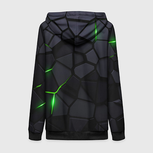 Женская толстовка на молнии Kawasaki - плиты с эффектом свечения / 3D-Черный – фото 2