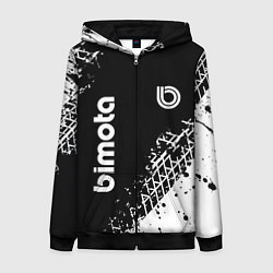 Толстовка на молнии женская Bimoto - следы от шин, цвет: 3D-черный