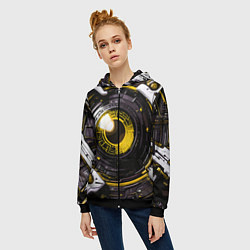 Толстовка на молнии женская Жёлтая сфера киберпанк, цвет: 3D-черный — фото 2