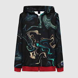 Толстовка на молнии женская Безумие волн, цвет: 3D-красный