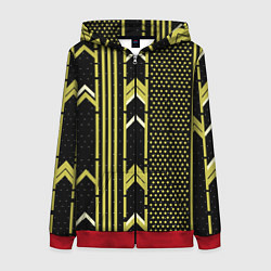 Толстовка на молнии женская Закулисье классика на чёрном фоне, цвет: 3D-красный