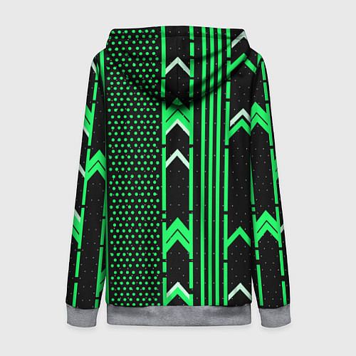 Женская толстовка на молнии Зелёные обои на чёрном фоне / 3D-Меланж – фото 2