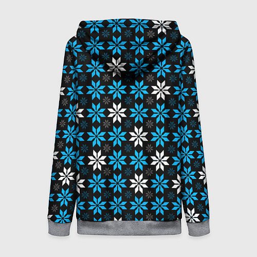 Женская толстовка на молнии Бело-голубые звёзды на чёрном фоне / 3D-Меланж – фото 2