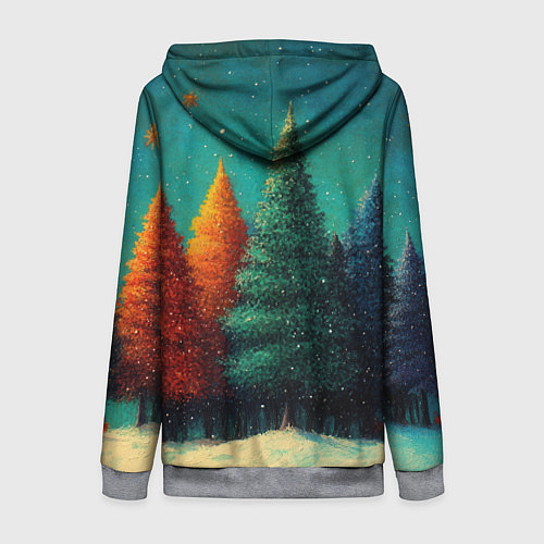 Женская толстовка на молнии Разноцветные елочки / 3D-Меланж – фото 2