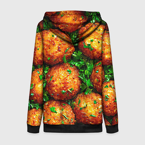 Женская толстовка на молнии Котлеты / 3D-Черный – фото 2