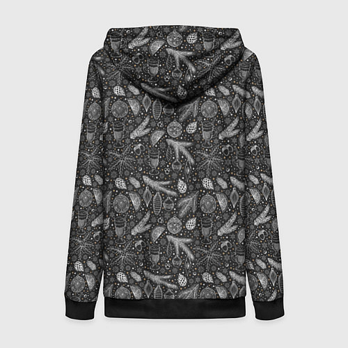 Женская толстовка на молнии Новогодние зимние украшения / 3D-Черный – фото 2