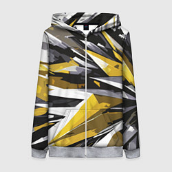 Толстовка на молнии женская Чёрно-жёлто-белая абстракция, цвет: 3D-меланж